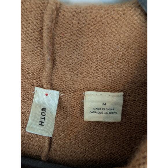 Anthropologie Moth Sweater Saskia Mock Neck Camel Tan Boho Neutral Size M - Picture 10 of 12